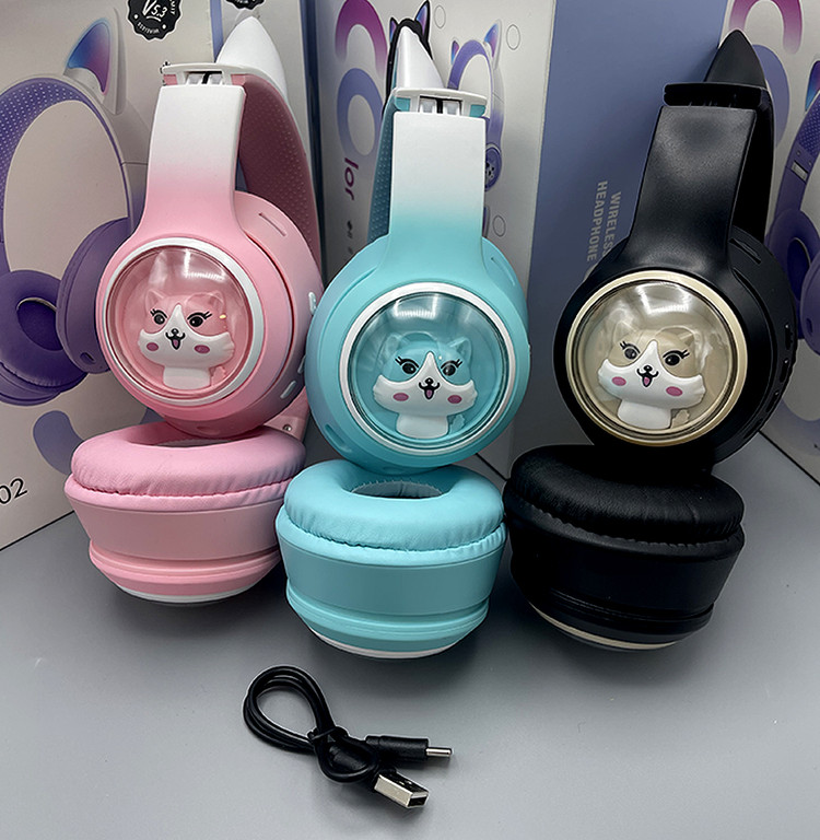 هدفون بی سیم طرح گربه مدل AKZ02